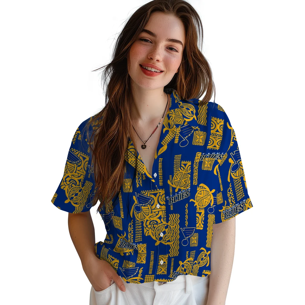 St. Louis Blues Hawaiian Shirt - Turtle Lines st louis blues turtle lines blue hawaiian shirts latest model