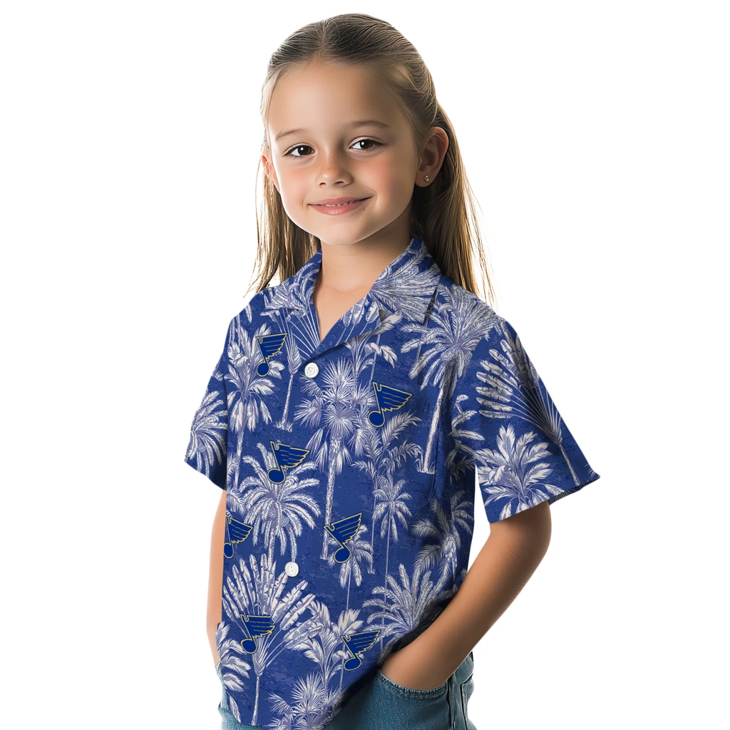 St. Louis Blues Hawaiian Shirt - Vintage Palm Tree st louis blues palm shadows blue hawaiian shirts premium grade