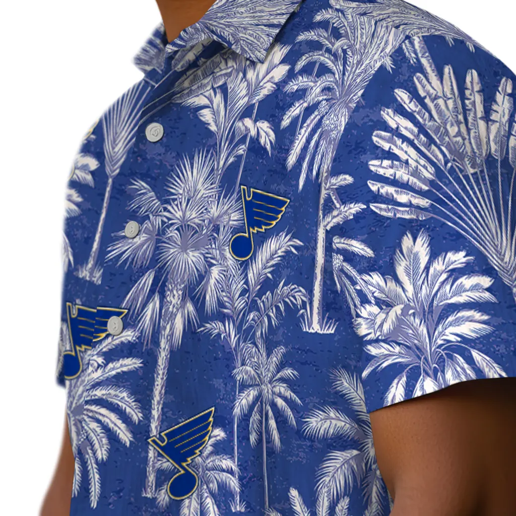 St. Louis Blues Hawaiian Shirt - Vintage Palm Tree st louis blues palm shadows blue hawaiian shirts trendy