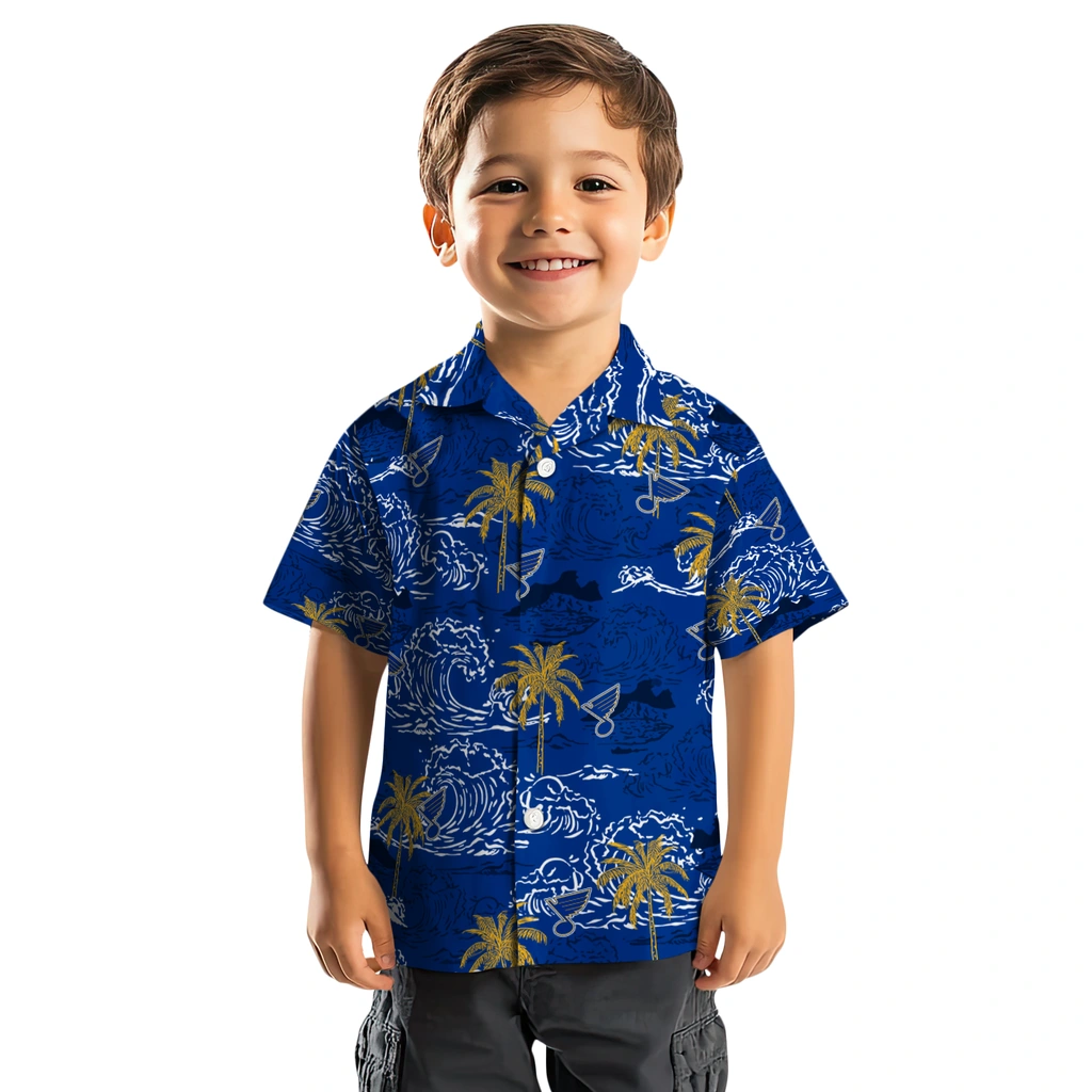 St. Louis Blues Hawaiian Shirt - Wave Palm st louis blues wave palm blue hawaiian shirts top rated