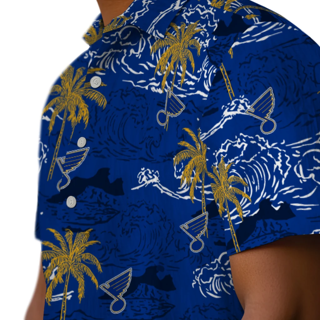 St. Louis Blues Hawaiian Shirt - Wave Palm st louis blues wave palm blue hawaiian shirts trendy