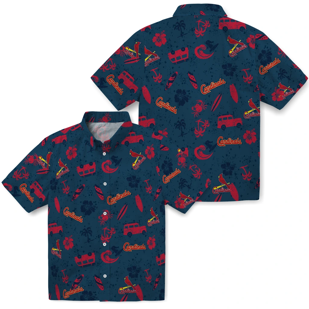 St. Louis Cardinals Hawaiian Shirt - Beach Vibe st louis cardinals beach vibe navy hawaiian shirts high quality