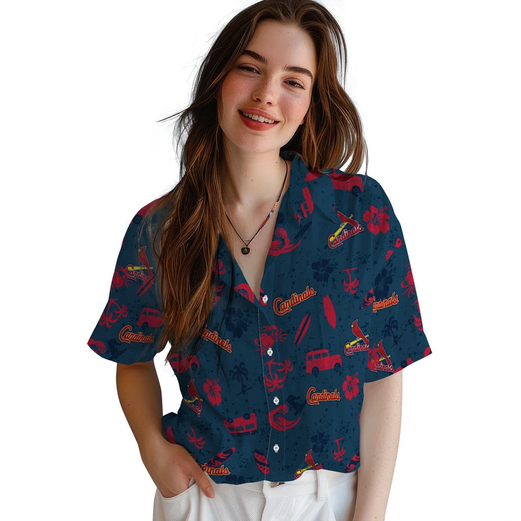 St. Louis Cardinals Hawaiian Shirt - Beach Vibe st louis cardinals beach vibe navy hawaiian shirts latest model