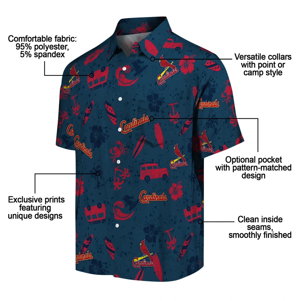 St. Louis Cardinals Hawaiian Shirt - Beach Vibe st louis cardinals beach vibe navy hawaiian shirts new arrival