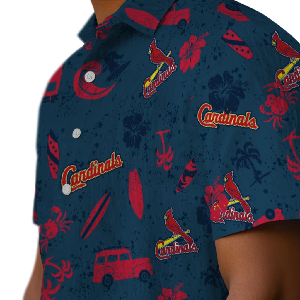 St. Louis Cardinals Hawaiian Shirt - Beach Vibe st louis cardinals beach vibe navy hawaiian shirts trendy