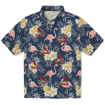 st louis cardinals flamingo hibiscus navy hawaiian shirts best selling