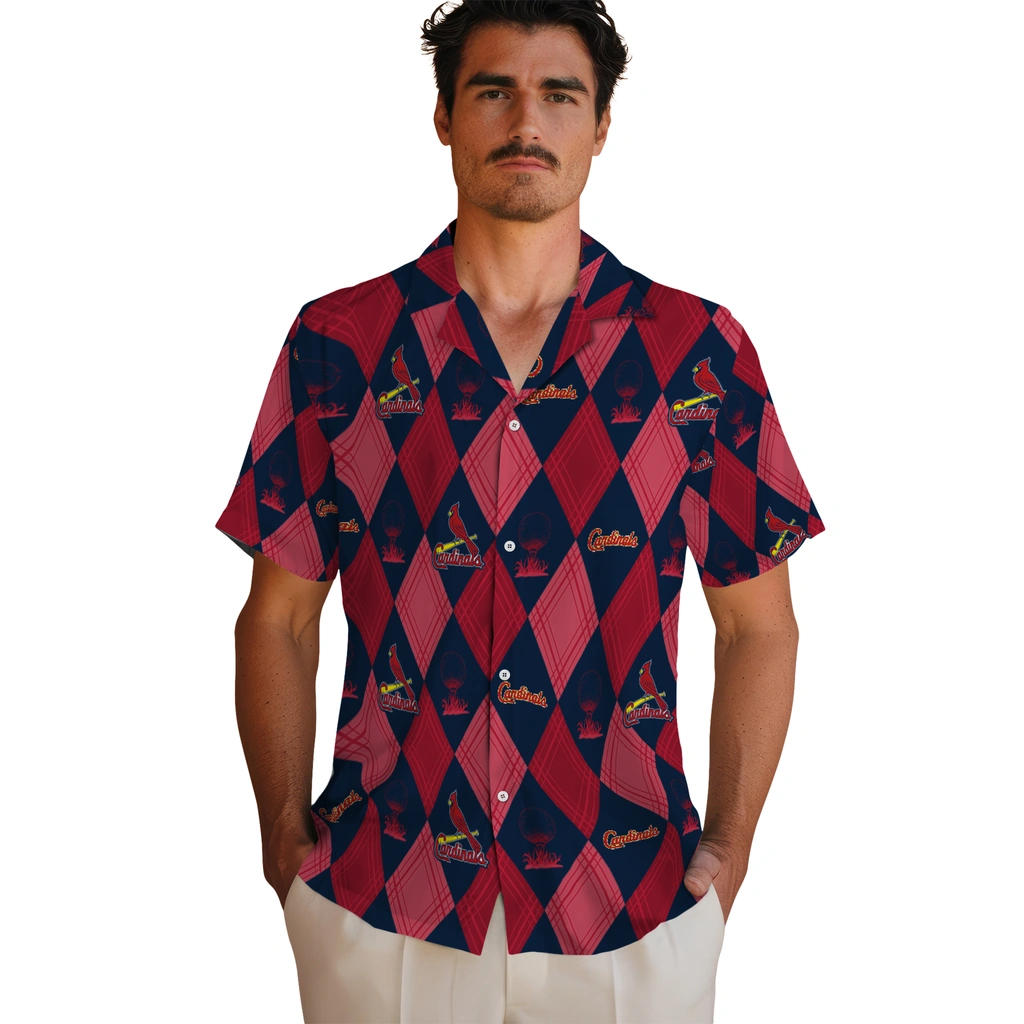 St. Louis Cardinals Hawaiian Shirt - Golfing Plaid st louis cardinals balloon plaid red hawaiian shirts fashion forward