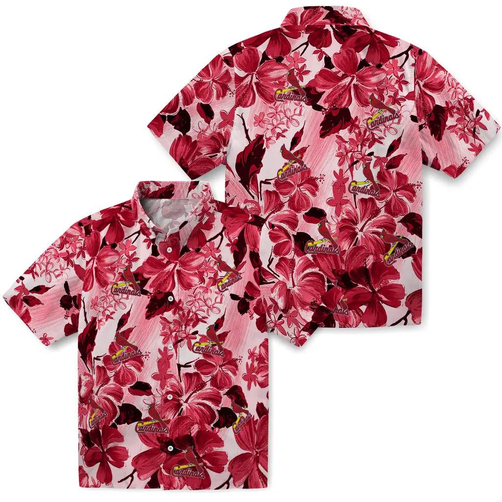 St. Louis Cardinals Hawaiian Shirt - Hibiscus Arrangement st louis cardinals hibiscus arrangement red hawaiian shirts high quality