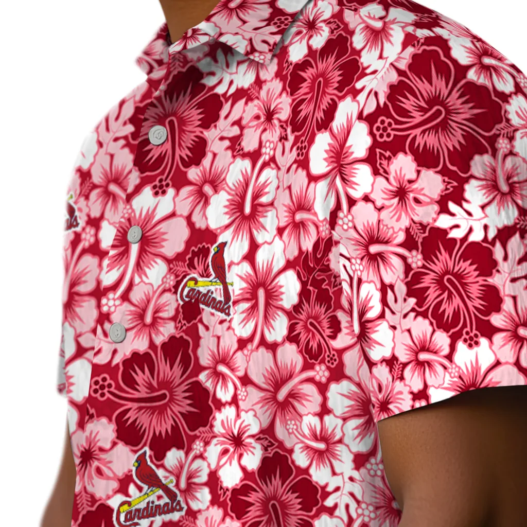St. Louis Cardinals Hawaiian Shirt - Hibiscus Blooms st louis cardinals hibiscus blooms red hawaiian shirts trendy