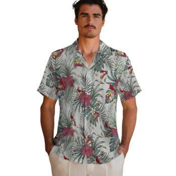 st louis cardinals hibiscus designs beige hawaiian shirts fashion forward