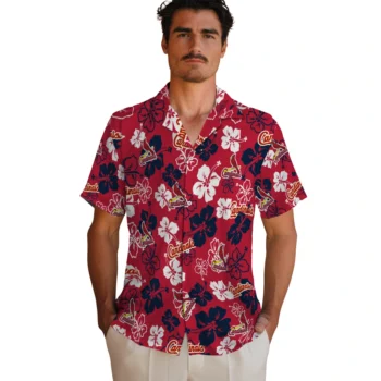 st louis cardinals hibiscus bloom red hawaiian shirts fashion forward
