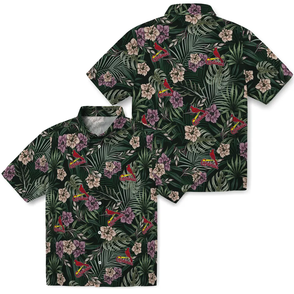 St. Louis Cardinals Hawaiian Shirt - Hibiscus Leaves Pattern st louis cardinals hibiscus leaves pattern green hawaiian shirts high quality