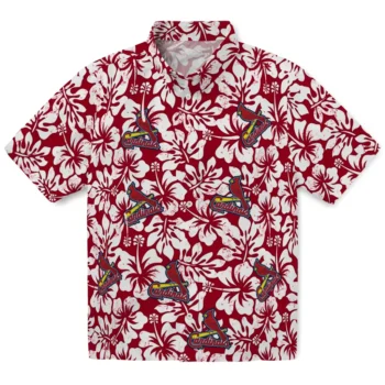 st louis cardinals hibiscus motif red white hawaiian shirts best selling