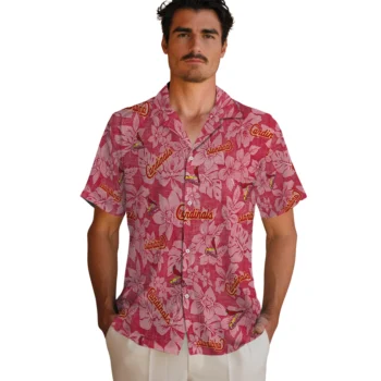 st louis cardinals hibiscus oasis red hawaiian shirts fashion forward