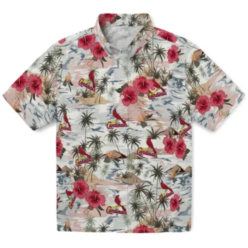 st louis cardinals hibiscus seaside white hawaiian shirts best selling