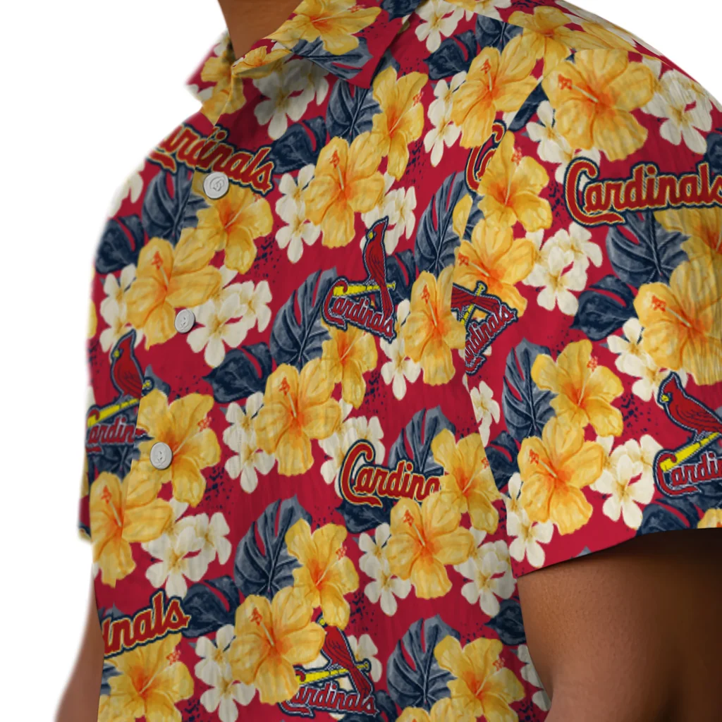 St. Louis Cardinals Hawaiian Shirt - Hibiscus Tropics st louis cardinals hibiscus tropics red yellow hawaiian shirts trendy