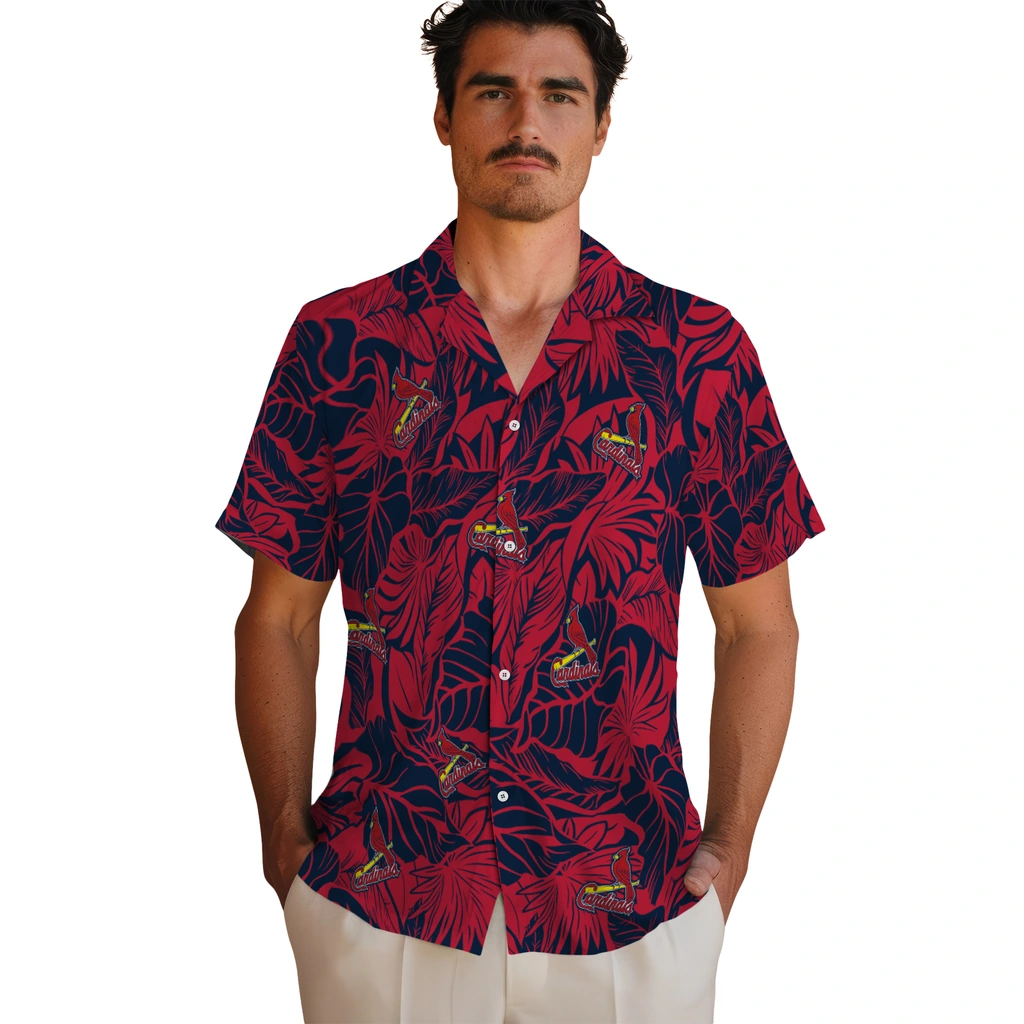 St. Louis Cardinals Hawaiian Shirt - Monstera Layer st louis cardinals monstera layer red hawaiian shirts fashion forward