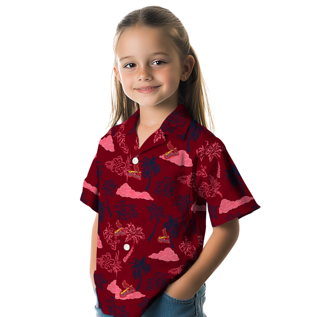 St. Louis Cardinals Hawaiian Shirt - Palm And Clouds st louis cardinals palm and clouds red hawaiian shirts premium grade