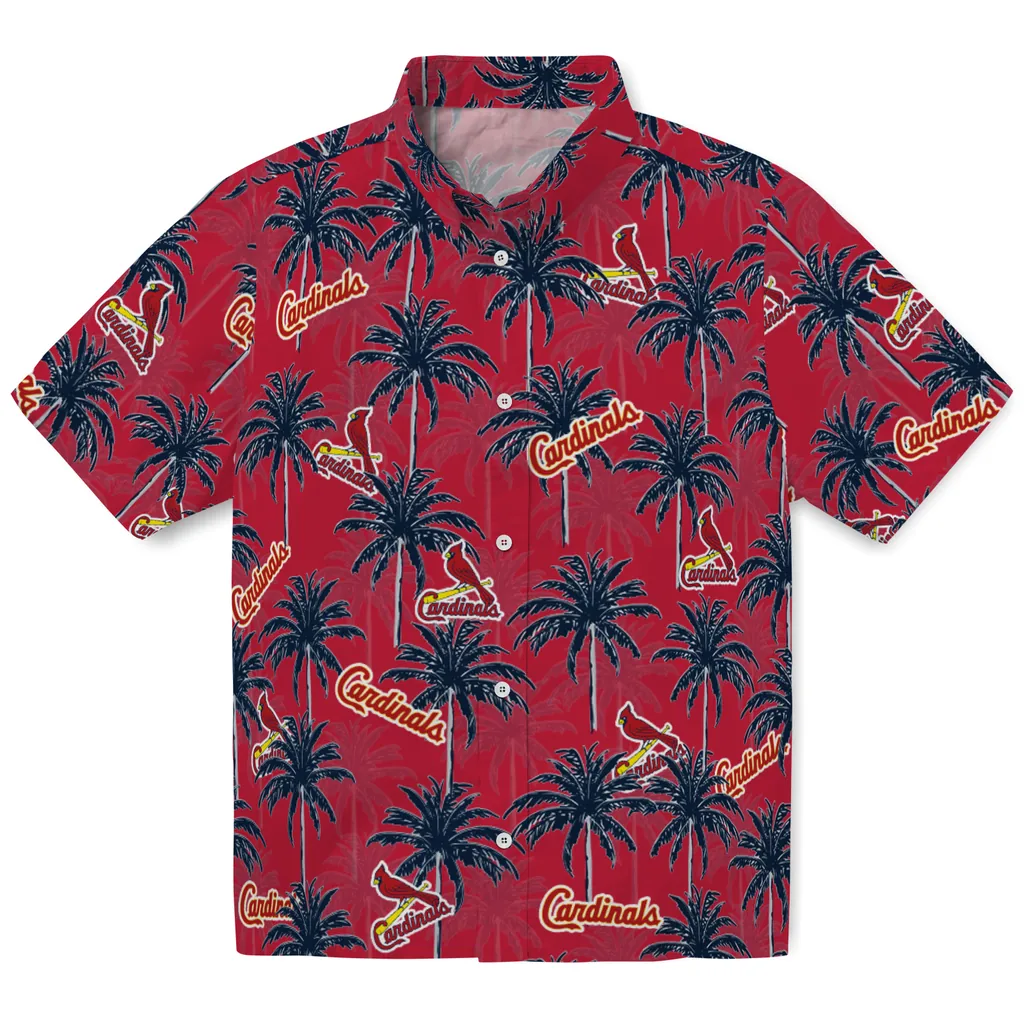 St. Louis Cardinals Hawaiian Shirt - Palm Tree Motif st louis cardinals palm grove red hawaiian shirts best selling