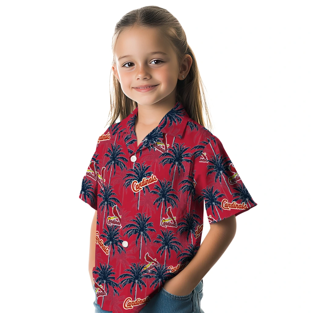 St. Louis Cardinals Hawaiian Shirt - Palm Tree Motif st louis cardinals palm grove red hawaiian shirts premium grade