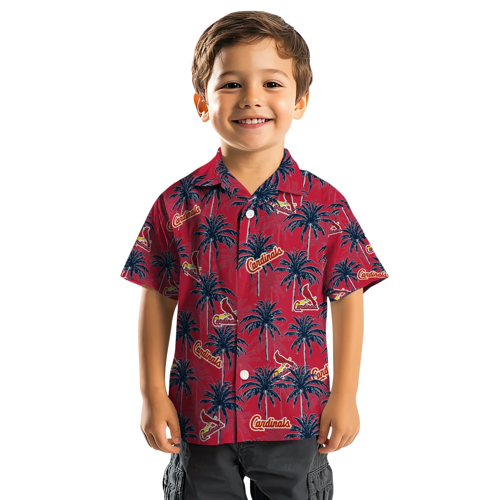 St. Louis Cardinals Hawaiian Shirt - Palm Tree Motif st louis cardinals palm grove red hawaiian shirts top rated