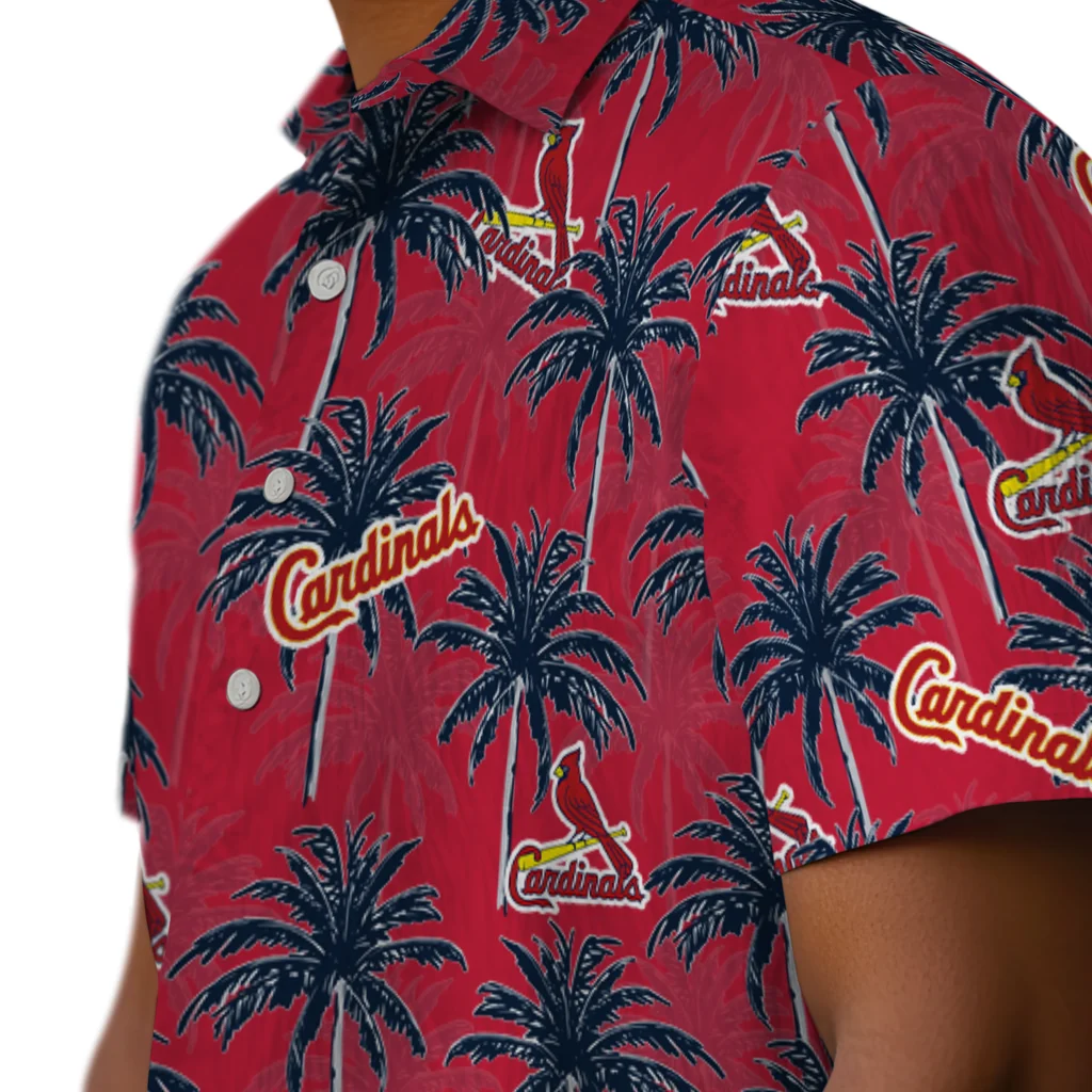 St. Louis Cardinals Hawaiian Shirt - Palm Tree Motif st louis cardinals palm grove red hawaiian shirts trendy