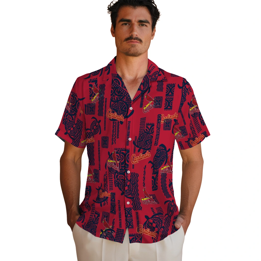 St. Louis Cardinals Hawaiian Shirt - Turtle Lines st louis cardinals turtle lines red hawaiian shirts fashion forward