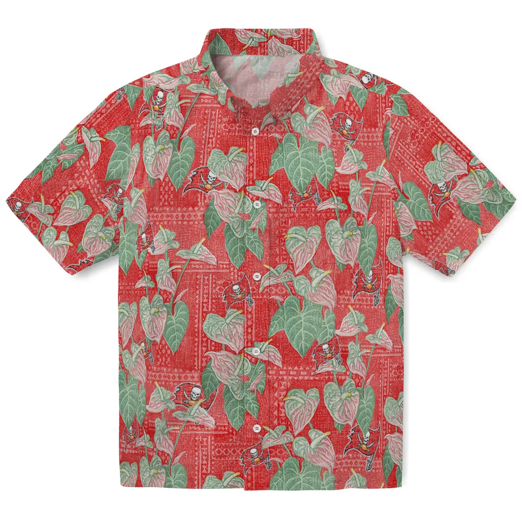 Tampa Bay Buccaneers Hawaiian Shirt - Anthurium Overlay tampa bay buccaneers anthurium overlay red hawaiian shirts best selling
