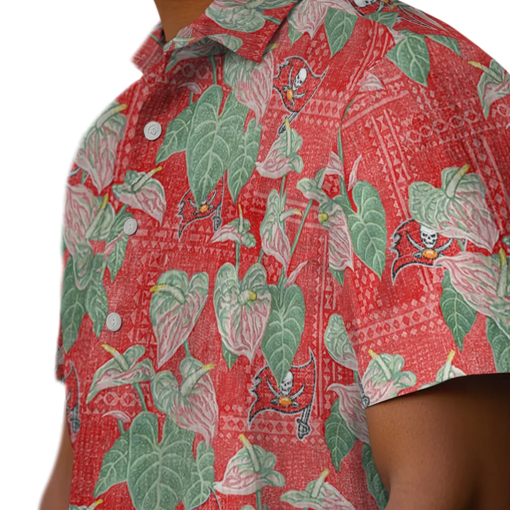 Tampa Bay Buccaneers Hawaiian Shirt - Anthurium Overlay tampa bay buccaneers anthurium overlay red hawaiian shirts trendy