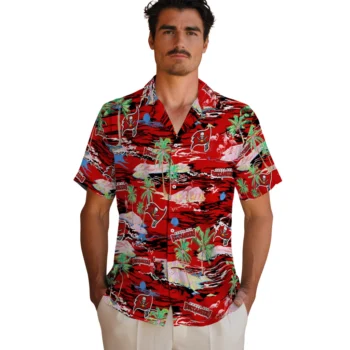 tampa bay buccaneers flamingo retreat red hawaiian shirts fashion forward