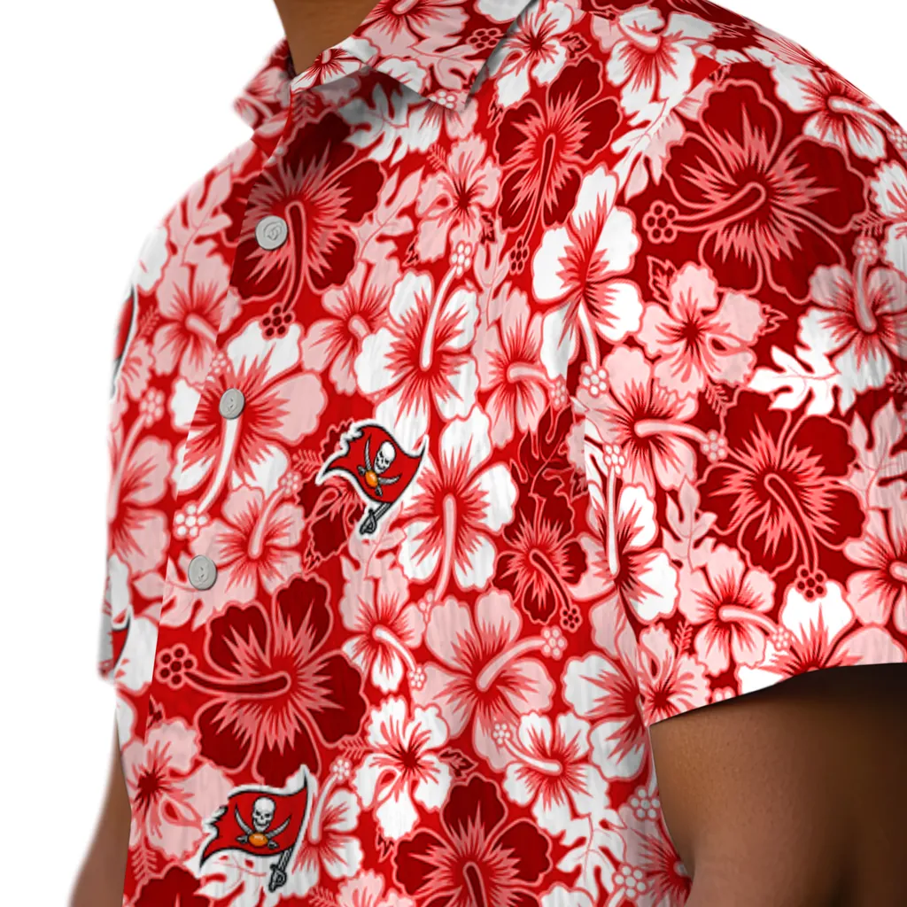 Tampa Bay Buccaneers Hawaiian Shirt - Hibiscus Blooms tampa bay buccaneers hibiscus blooms red hawaiian shirts trendy