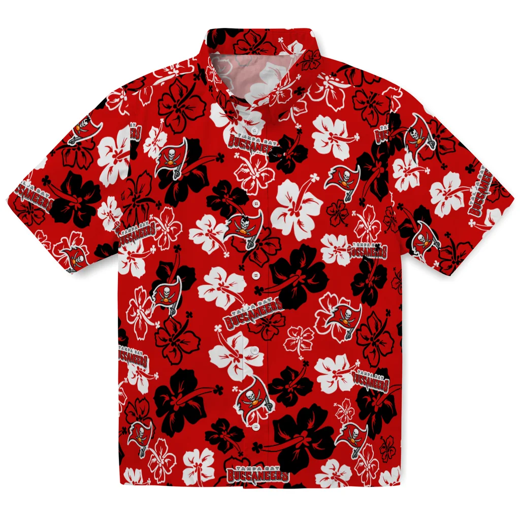 Tampa Bay Buccaneers Hawaiian Shirt - Hibiscus Flower Design tampa bay buccaneers hibiscus bloom red hawaiian shirts best selling