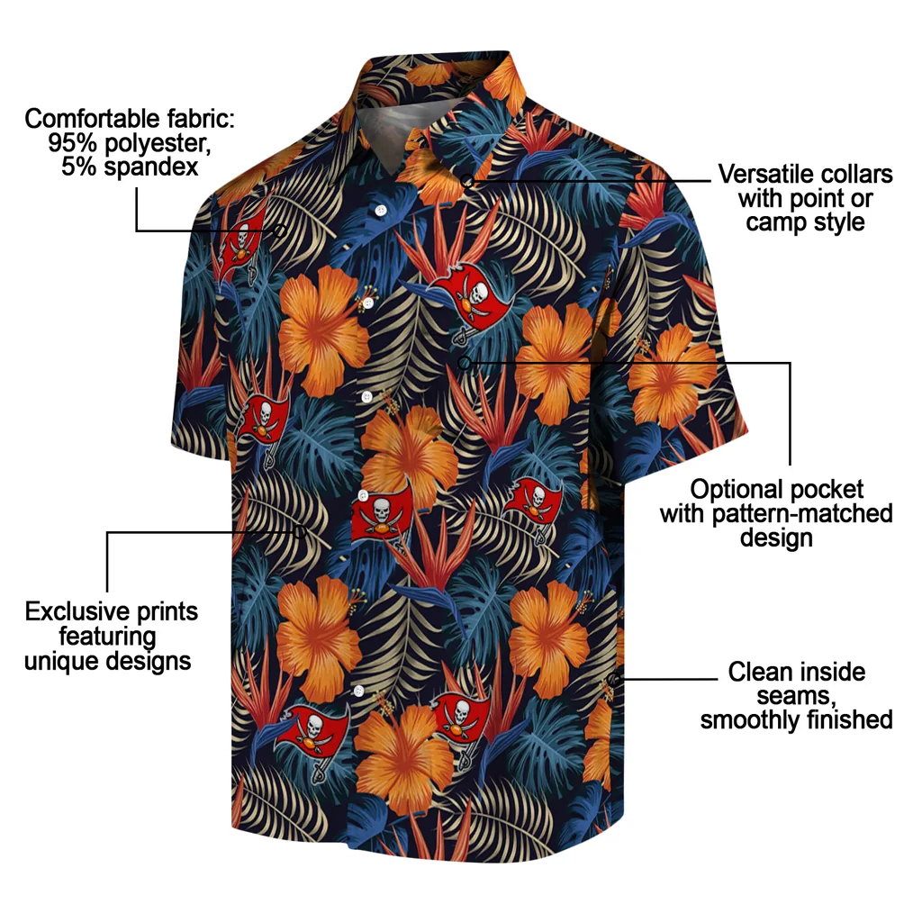 Tampa Bay Buccaneers Hawaiian Shirt - Hibiscus Foliage tampa bay buccaneers hibiscus foliage hawaiian shirts new arrival