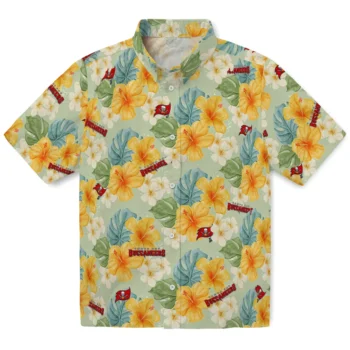 tampa bay buccaneers hibiscus mood pale lime yellow hawaiian shirts best selling