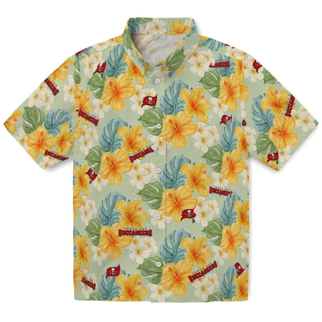 Tampa Bay Buccaneers Hawaiian Shirt - Hibiscus Mood tampa bay buccaneers hibiscus mood pale lime yellow hawaiian shirts best selling
