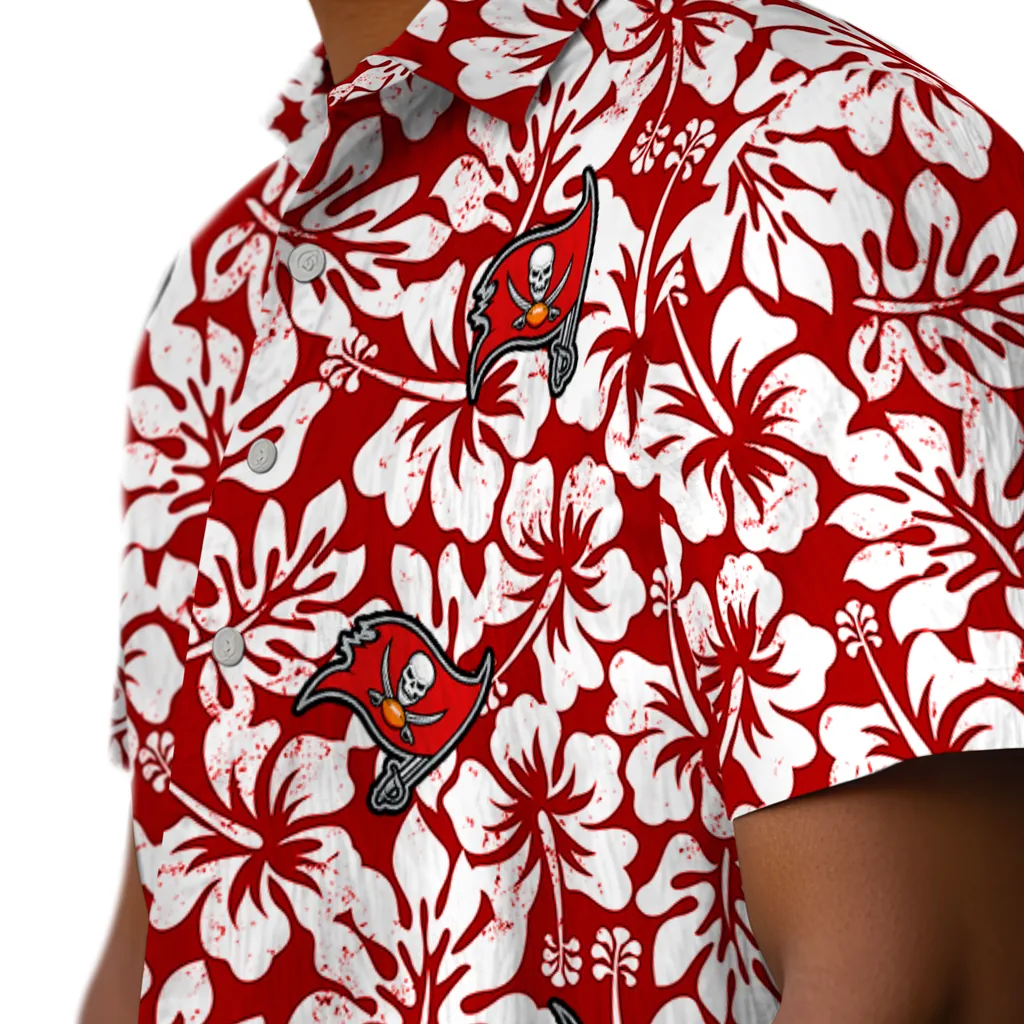Tampa Bay Buccaneers Hawaiian Shirt - Hibiscus Motif tampa bay buccaneers hibiscus motif red white hawaiian shirts trendy