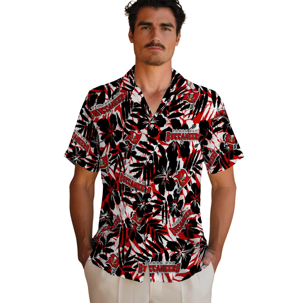 Tampa Bay Buccaneers Hawaiian Shirt - Hibiscus Overlay tampa bay buccaneers hibiscus overlay hawaiian shirts fashion forward