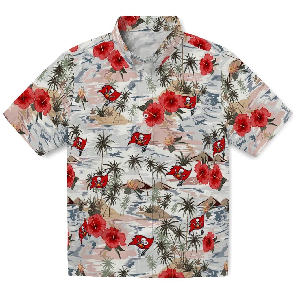 Tampa Bay Buccaneers Hawaiian Shirt - Hibiscus Seaside tampa bay buccaneers hibiscus seaside white hawaiian shirts best selling