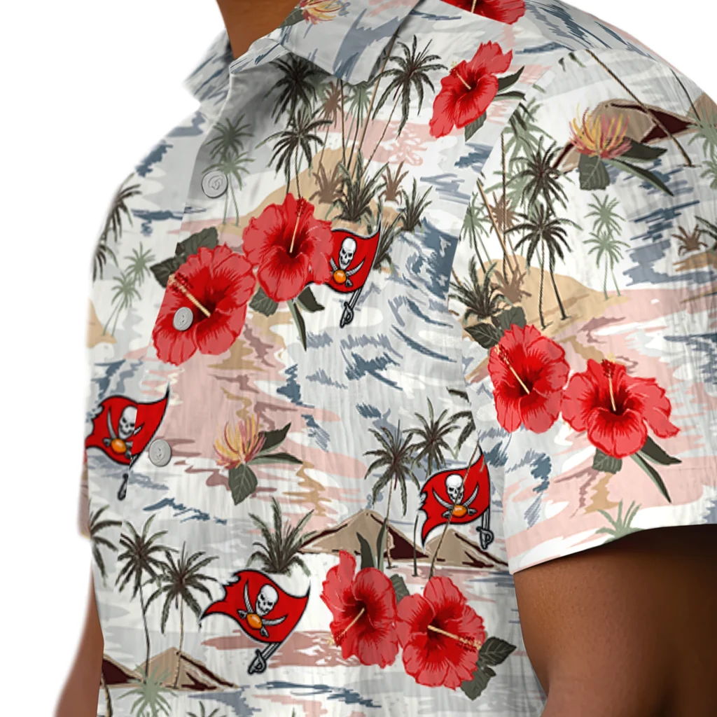 Tampa Bay Buccaneers Hawaiian Shirt - Hibiscus Seaside tampa bay buccaneers hibiscus seaside white hawaiian shirts trendy