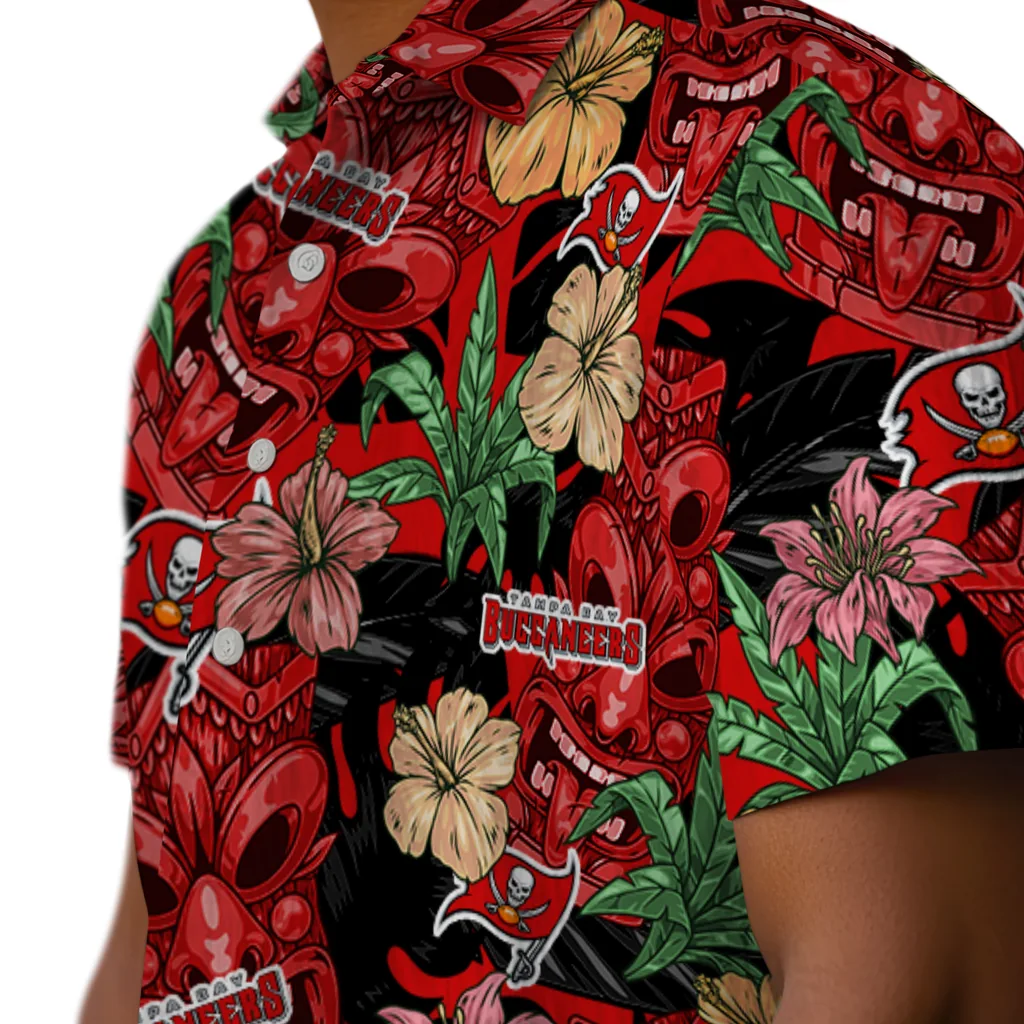 Tampa Bay Buccaneers Hawaiian Shirt - Hibiscus Tiki Jungle tampa bay buccaneers tiki jungle red hawaiian shirts trendy
