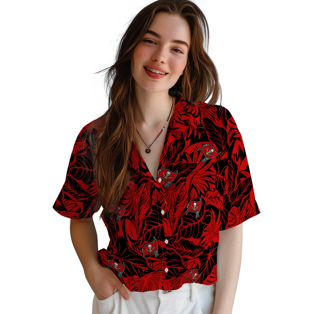 Tampa Bay Buccaneers Hawaiian Shirt - Monstera Layer tampa bay buccaneers monstera layer red hawaiian shirts latest model