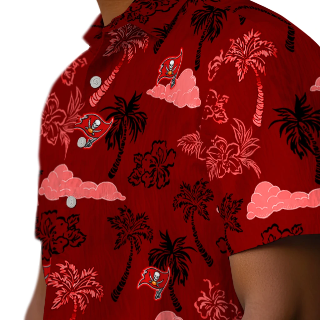 Tampa Bay Buccaneers Hawaiian Shirt - Palm And Clouds tampa bay buccaneers palm and clouds red hawaiian shirts trendy