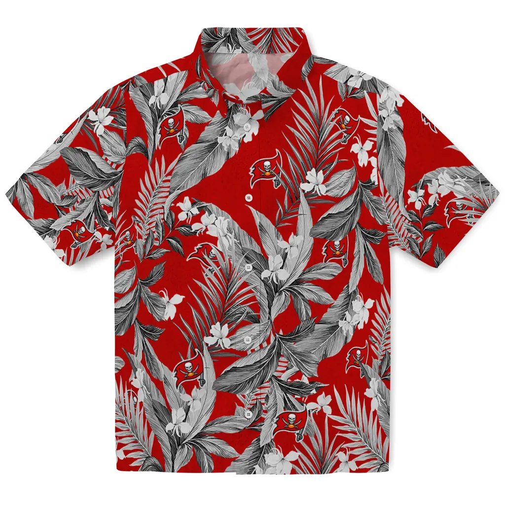 Tampa Bay Buccaneers Hawaiian Shirt - Palm Leaves tampa bay buccaneers palm leaves red hawaiian shirts best selling