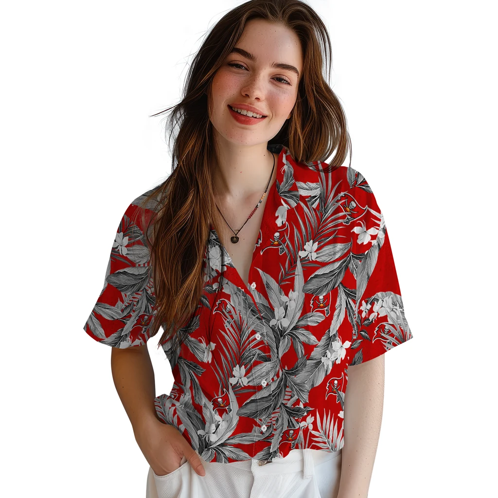 Tampa Bay Buccaneers Hawaiian Shirt - Palm Leaves tampa bay buccaneers palm leaves red hawaiian shirts latest model