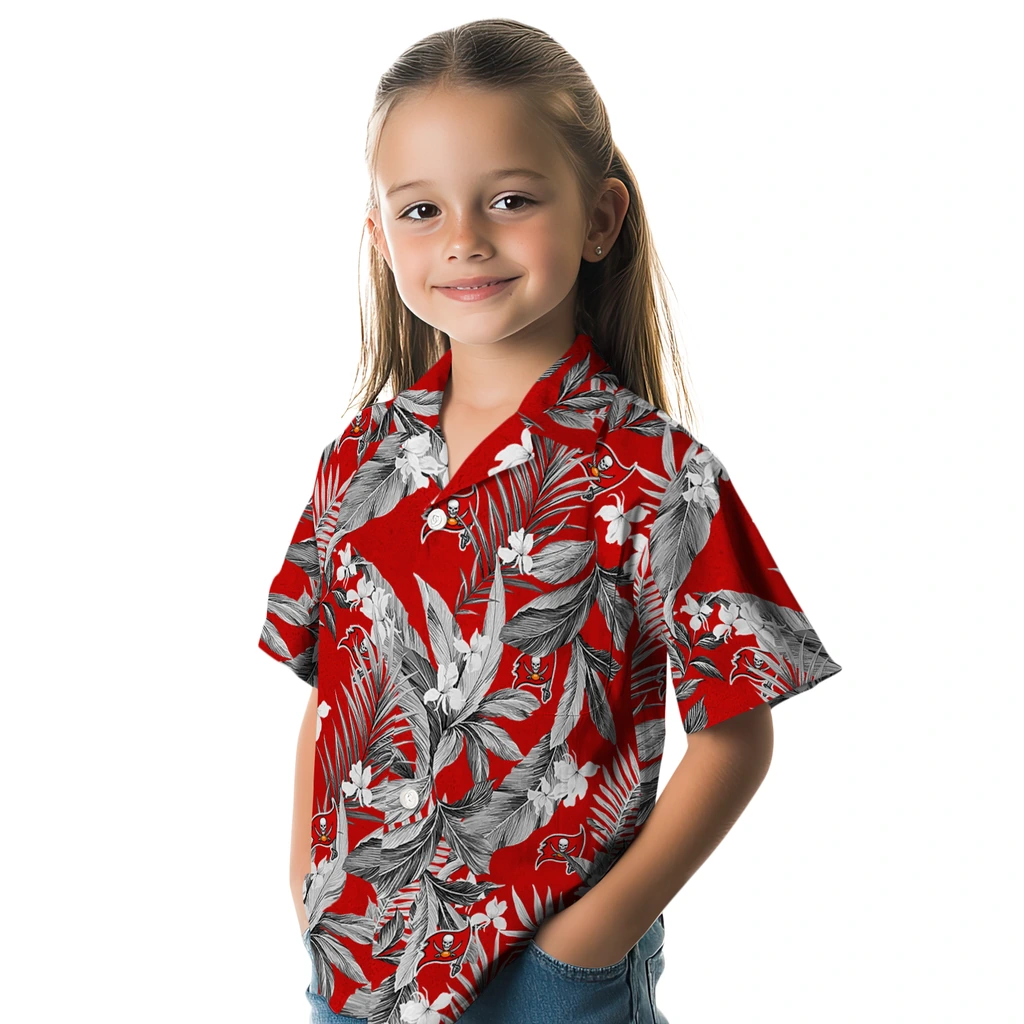 Tampa Bay Buccaneers Hawaiian Shirt - Palm Leaves tampa bay buccaneers palm leaves red hawaiian shirts premium grade