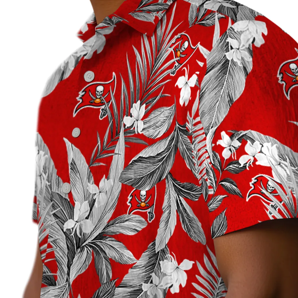 Tampa Bay Buccaneers Hawaiian Shirt - Palm Leaves tampa bay buccaneers palm leaves red hawaiian shirts trendy