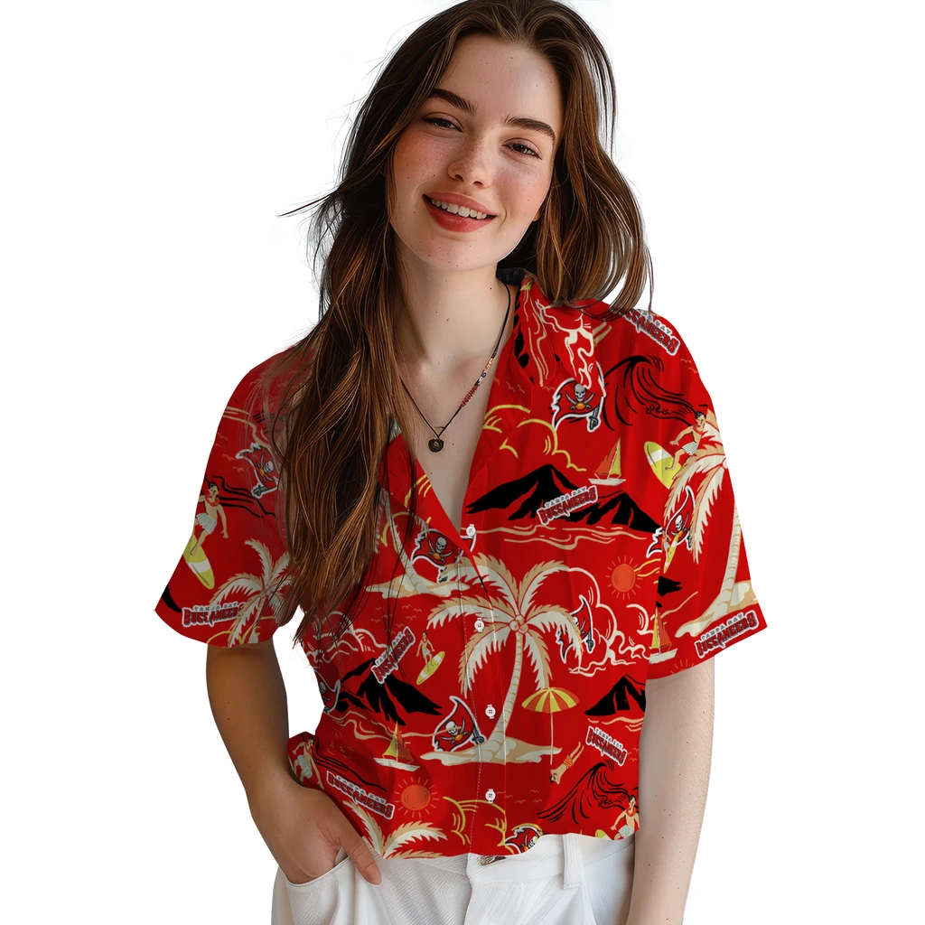 Tampa Bay Buccaneers Hawaiian Shirt - Palm Tree Island tampa bay buccaneers palm tree island red hawaiian shirts latest model