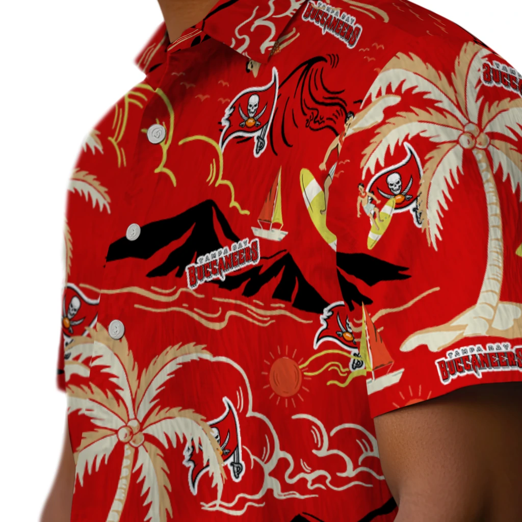 Tampa Bay Buccaneers Hawaiian Shirt - Palm Tree Island tampa bay buccaneers palm tree island red hawaiian shirts trendy
