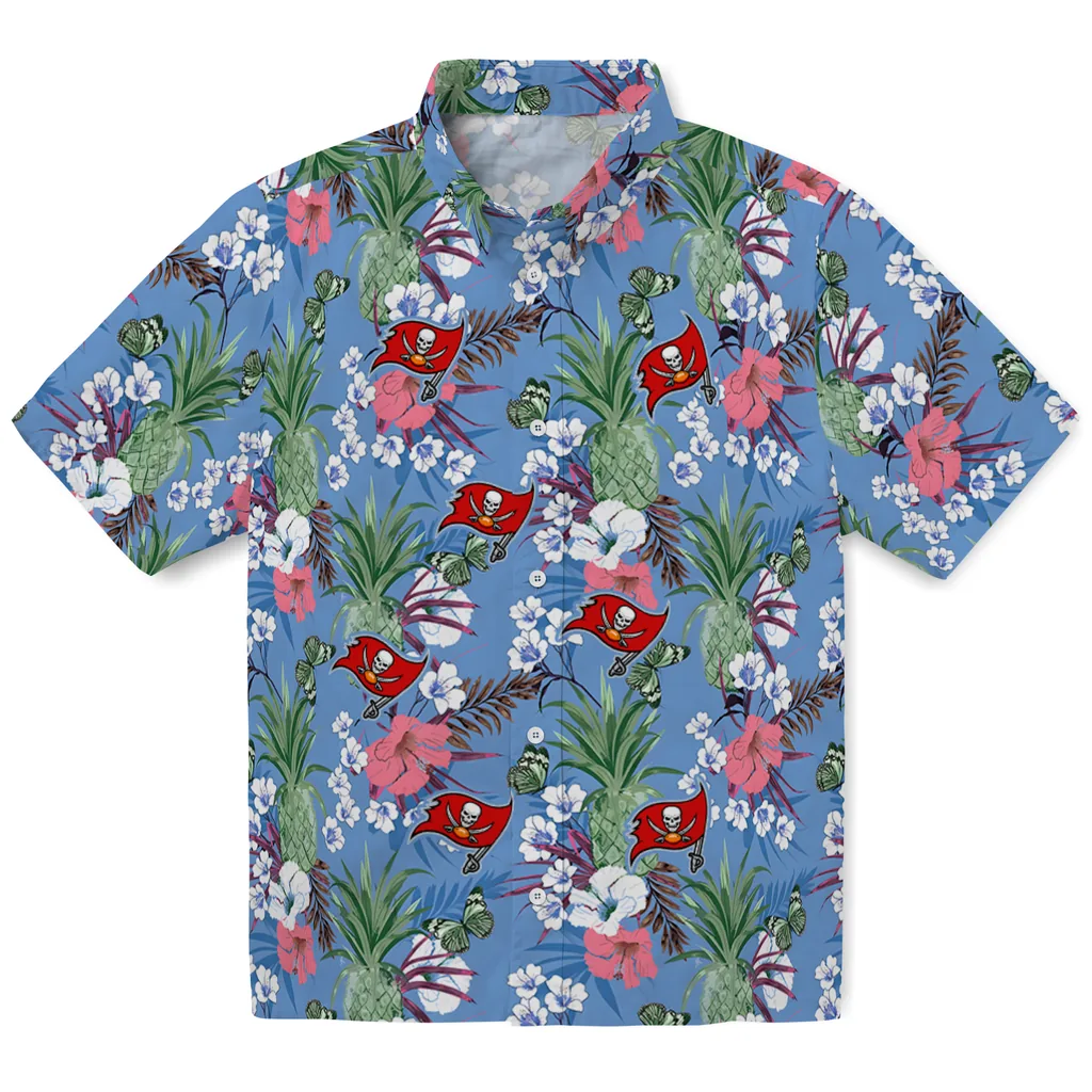 Tampa Bay Buccaneers Hawaiian Shirt - Pineapple Bouquet tampa bay buccaneers pineapple bouquet best sky blue hawaiian shirts best selling