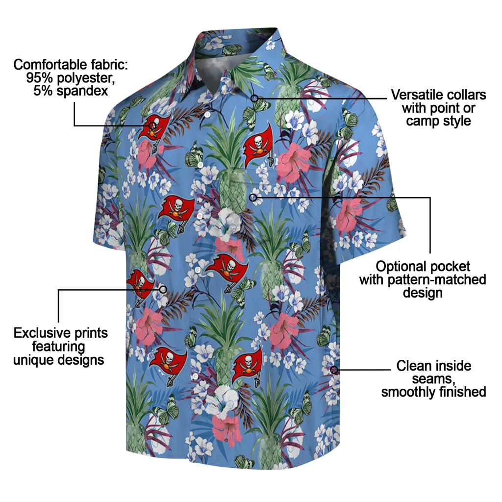 Tampa Bay Buccaneers Hawaiian Shirt - Pineapple Bouquet tampa bay buccaneers pineapple bouquet best sky blue hawaiian shirts new arrival